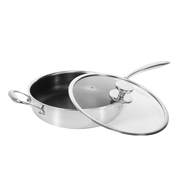 Hybrid sauterpande med låg 28 cm – nonstick pande i rustfrit stål til stegning og sautering – Casper Sobczyk