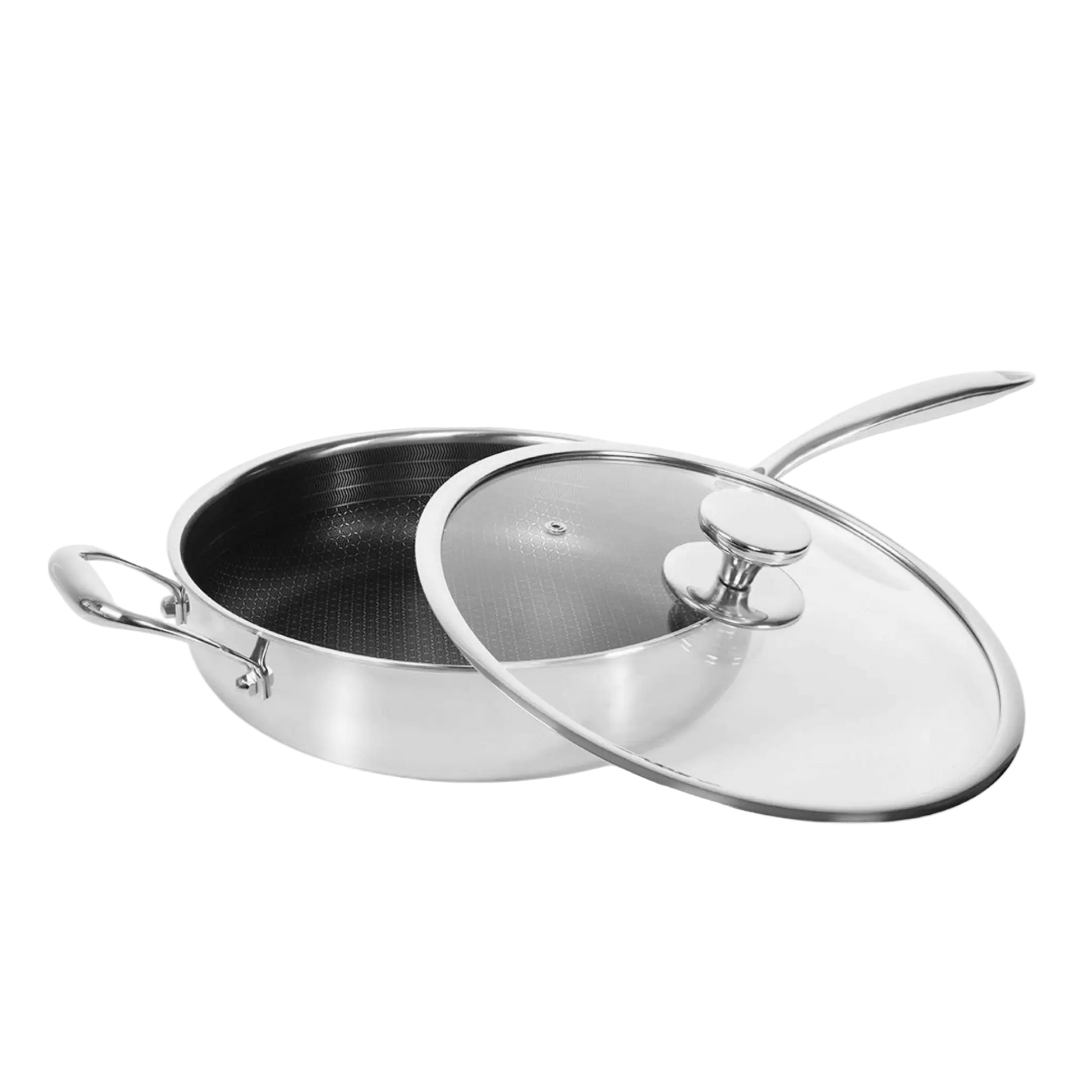 Hybrid sauterpande med låg 28 cm – nonstick pande i rustfrit stål til stegning og sautering – Casper Sobczyk