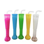 Slush Ice Bæger med Låg og Sugerør (500 ml) - Assorteret farve