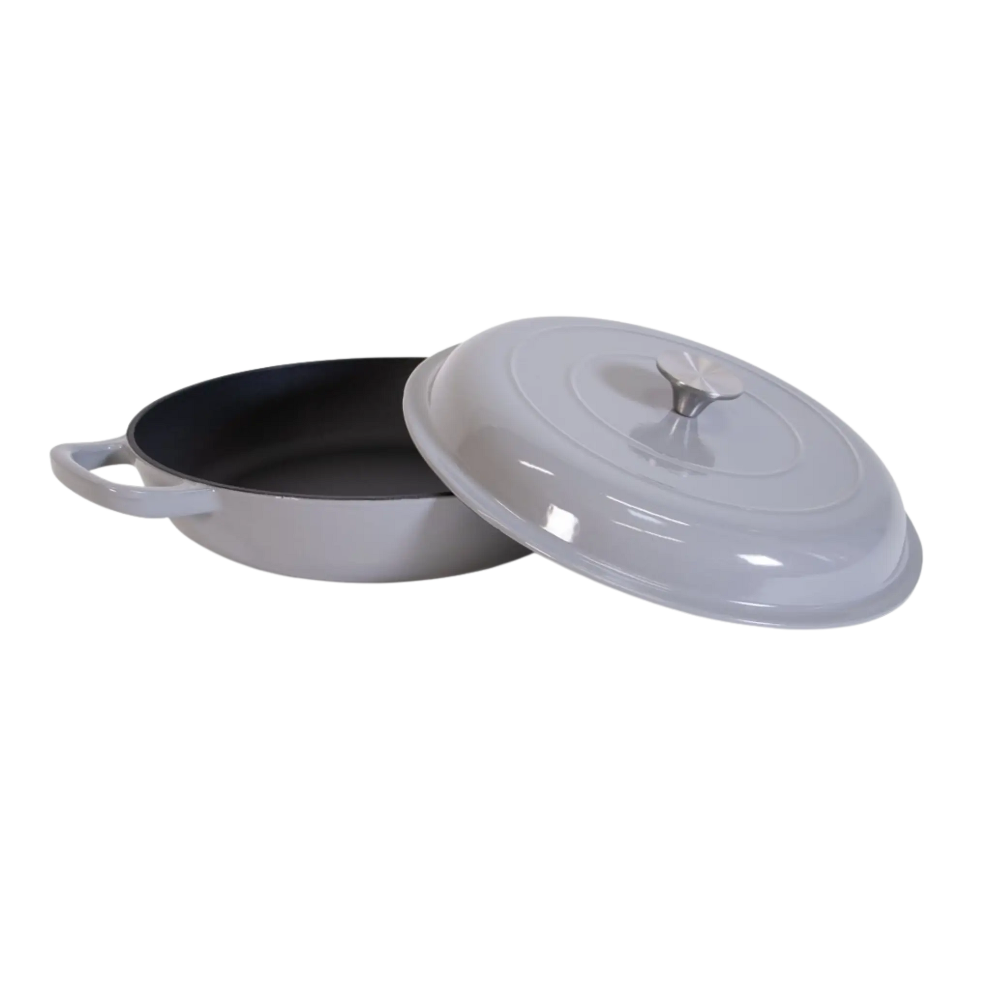 Støbejerns sautergryde emaljeret 30,5 cm – solid gryde til jævn varme og langtidsstegning – Casper Sobczyk