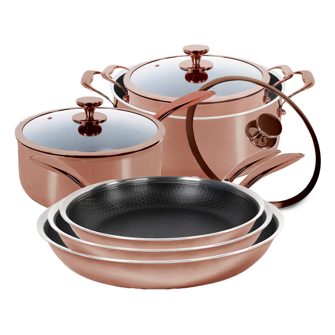 Hybrid Rose Gold Bundle – 3 Stegepander, 2 Gryder & 1 Kasserolle