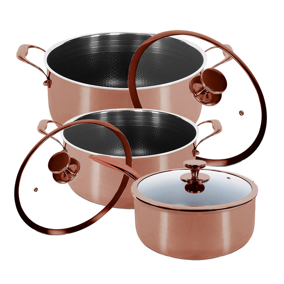 Hybrid Rose Gold Sæt – Kasserolle Ø16 + Gryder Ø20 & Ø24