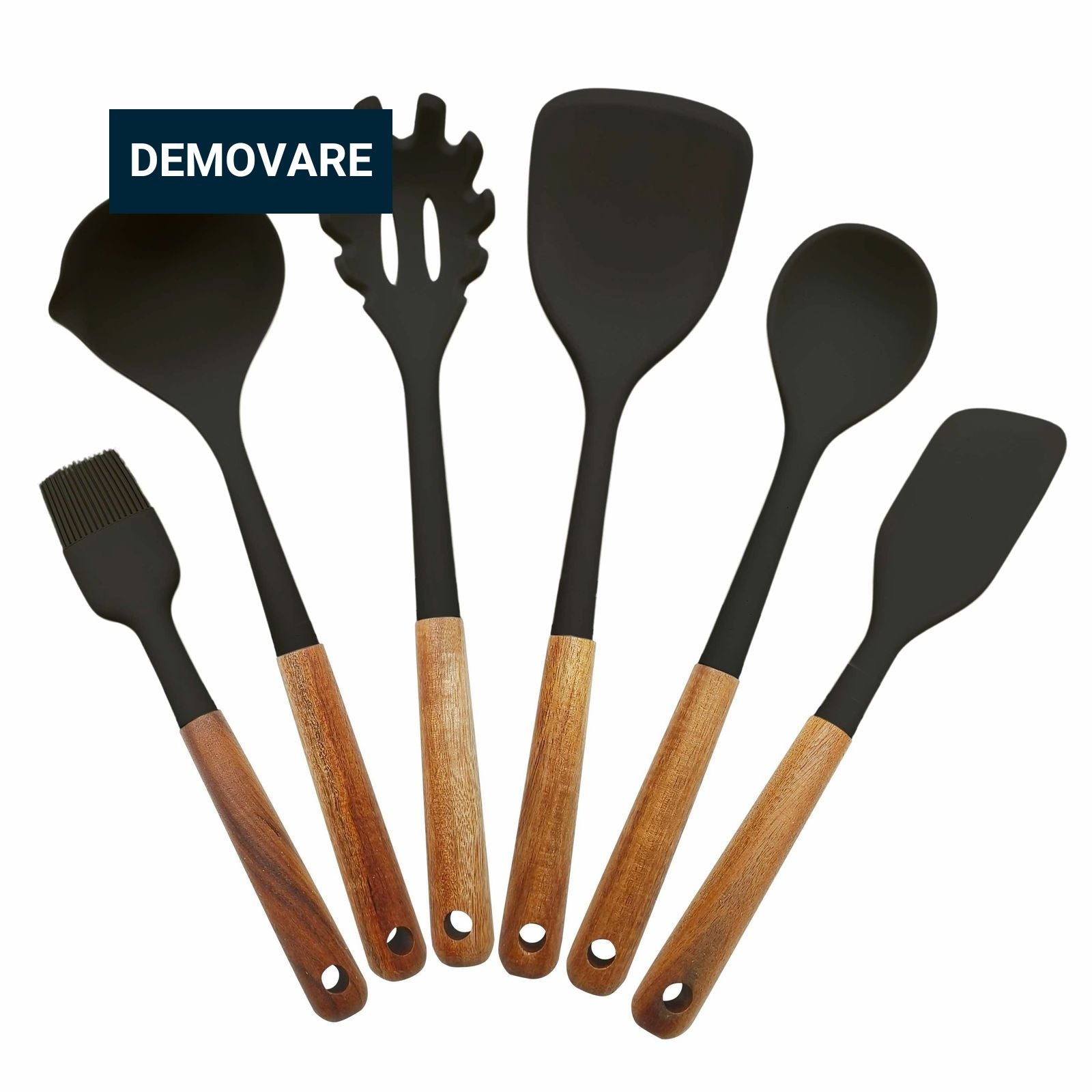 Premium Køkkenredskaber - 6 dele, Silikone+Træ *DEMO*