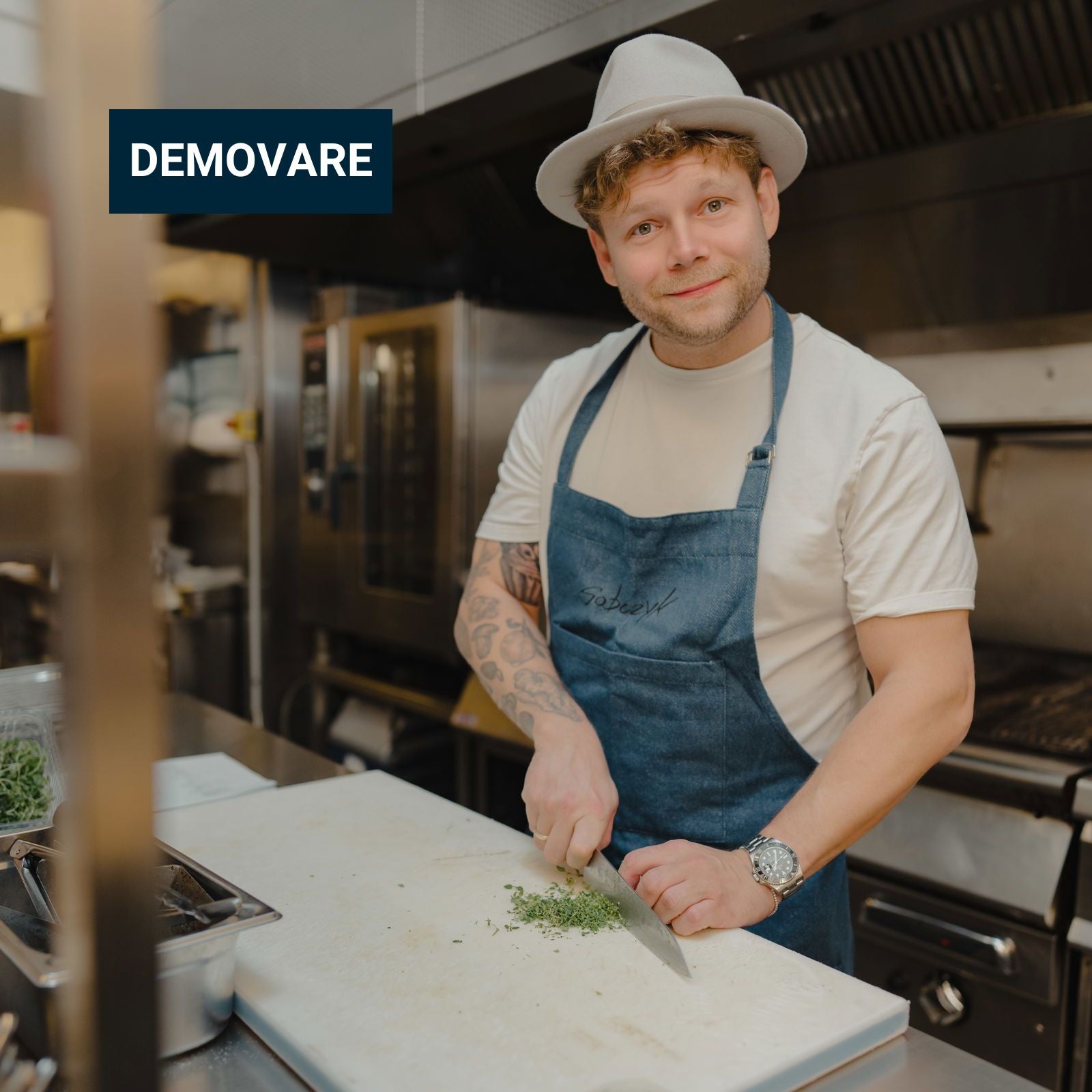 Premium Kokkeforklæde med Praktiske Lommer, Bomuld *DEMO*