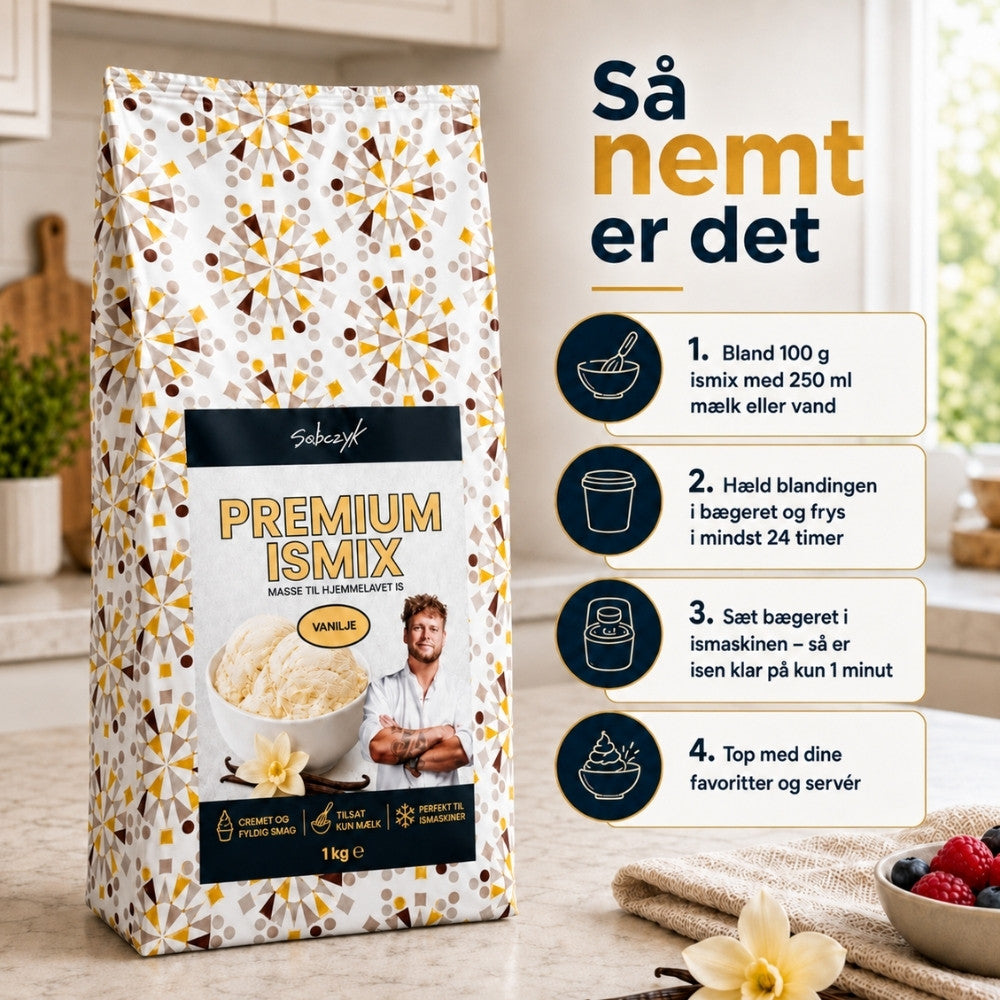 Premium Ismix til ismaskine - Vanilje