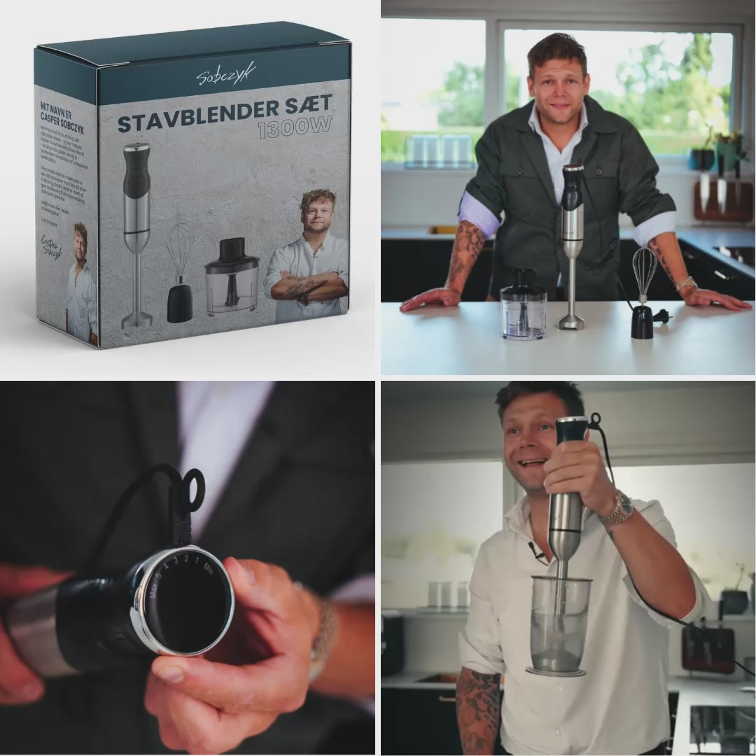 Indlæs video: Stavblender 3 dele - 1300W