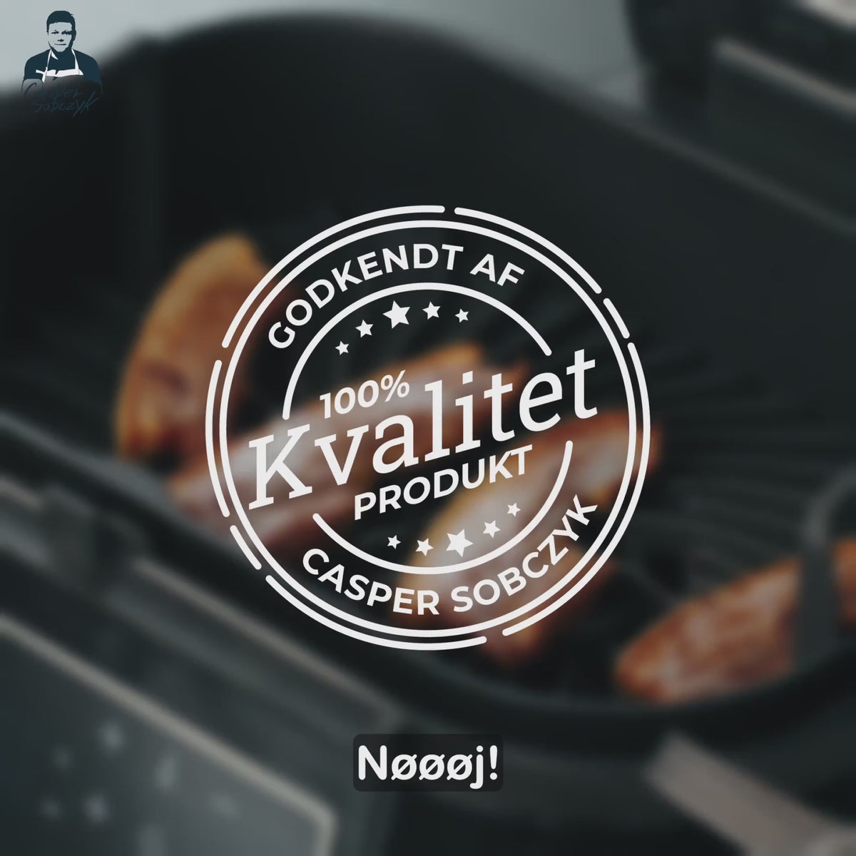 Indlæs video: 2-i-1 Grill og Airfryer 6,3 Liter - 1800W + Kogebog - 100 Airfryer Opskrifter