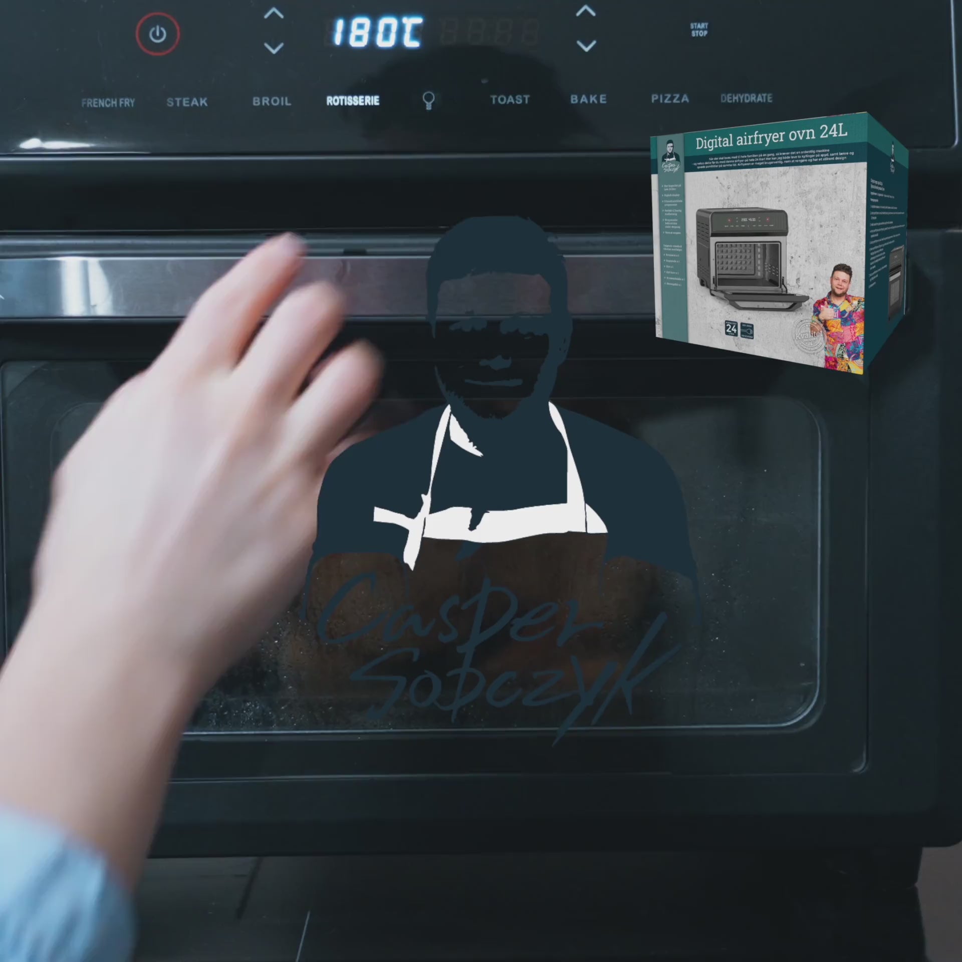 Indlæs video: Digital Airfryer Ovn 24 Liter - 1800W *DEMO*